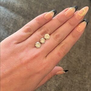 Gorgeous Golden Canary Moissanite or Moissanite Coated CZ 3 Pcs Loose Gemstones